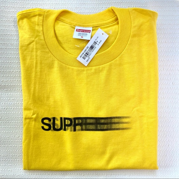 Supreme Other - Supreme Motion Logo Tee, color yellow, men’s medium
